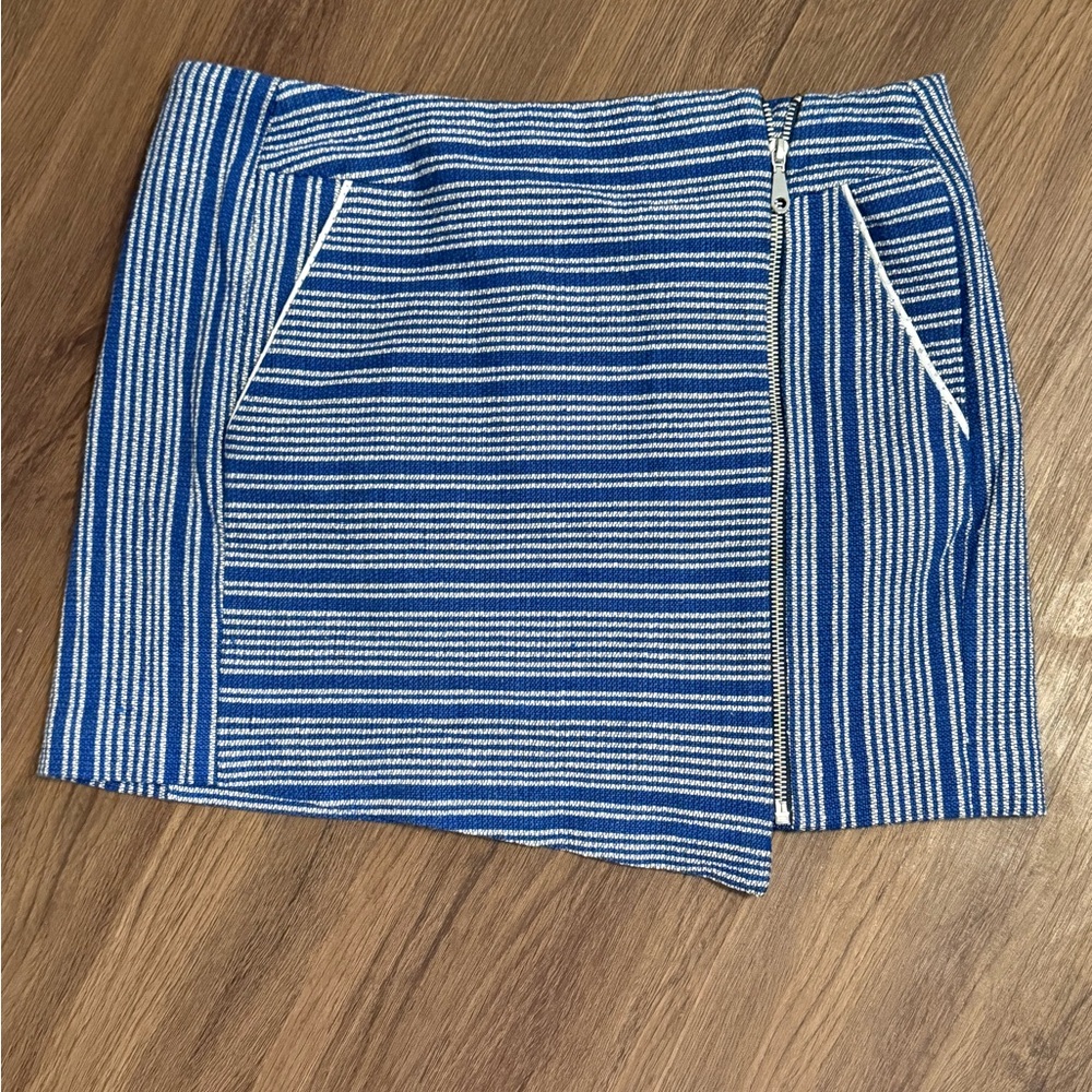 Rebecca Minkoff Navy and White Textured Skirt